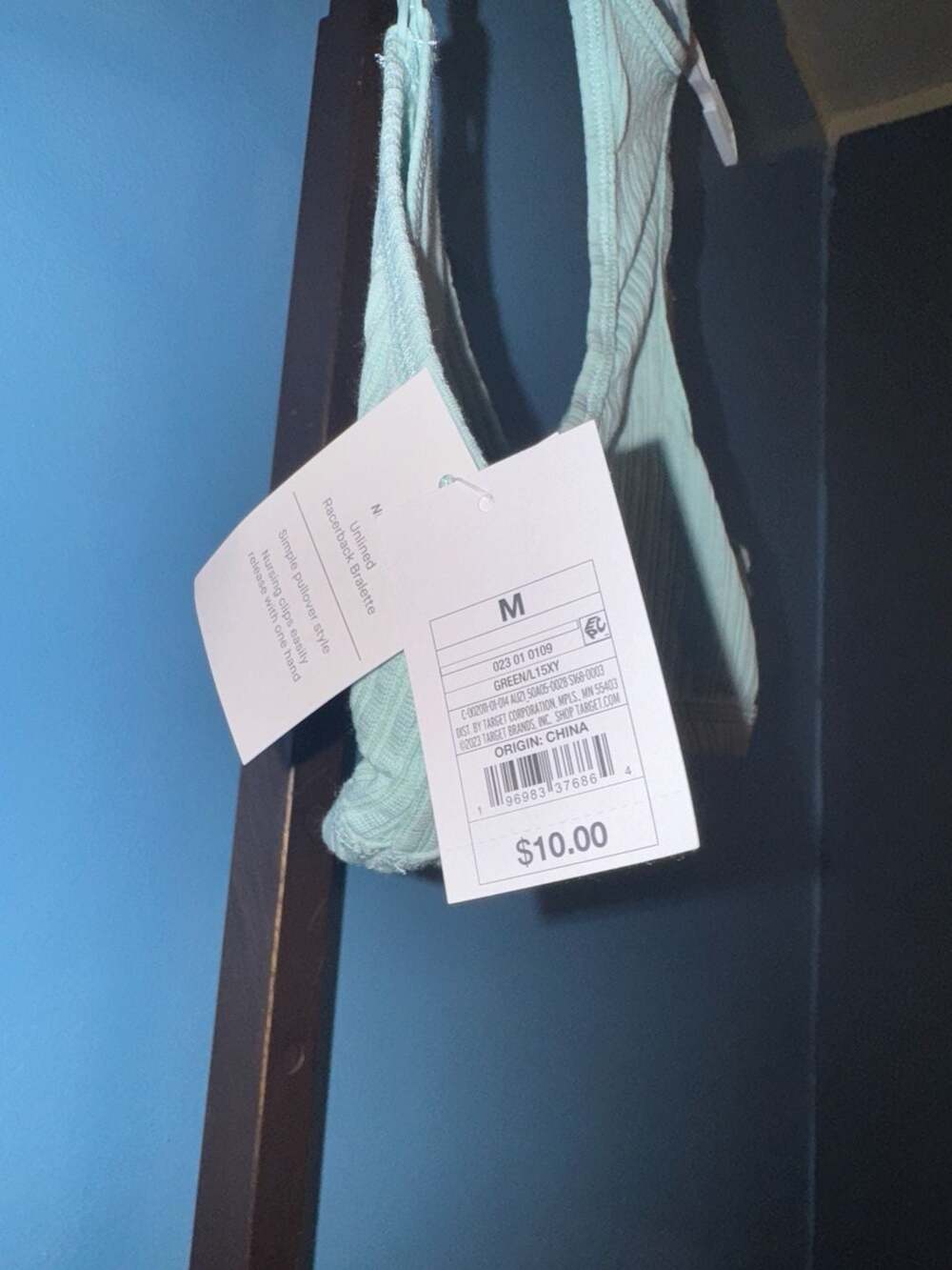 Auden Women's Unlined Ribbed Racerback Nursing Bralette - Mint Green - Picture 4 of 4